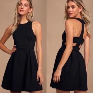Lulus Black Cutout Skater Dress - Medium